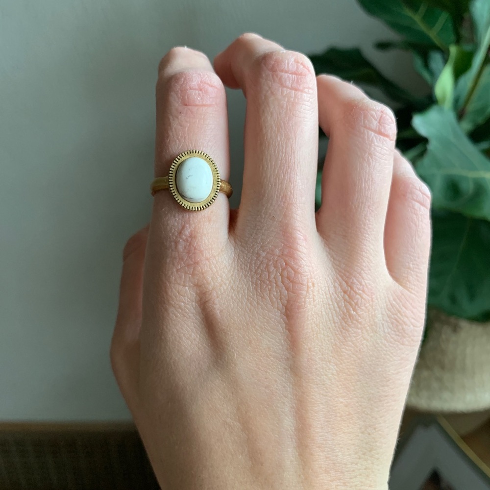 Madewell tribal gold and white stone ring
